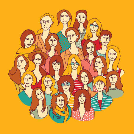 Big group woman. Color vector illustration. EPS8のイラスト素材