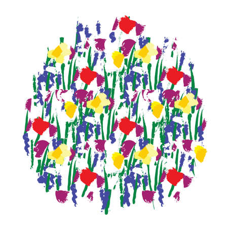 Flowers color round isolate on white.  Color vector illustration. EPS8のイラスト素材