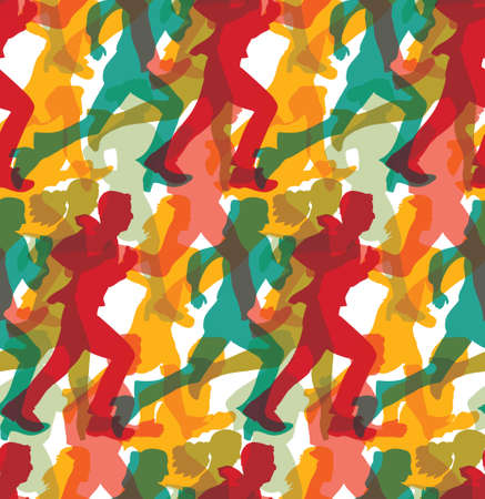 Color crowd people business run carrier seamless pattern.のイラスト素材