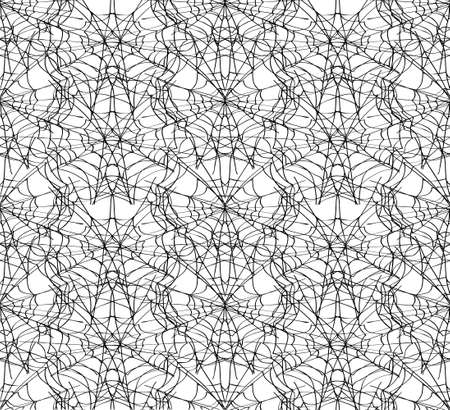 Spiderweb white seamless pattern. Monochrome vector illustration. EPS8のイラスト素材