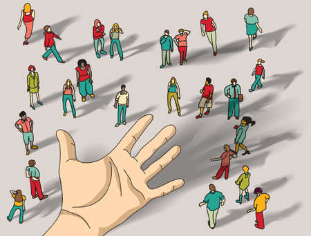 Offer group people hand palm. Color vector illustration. EPS10のイラスト素材