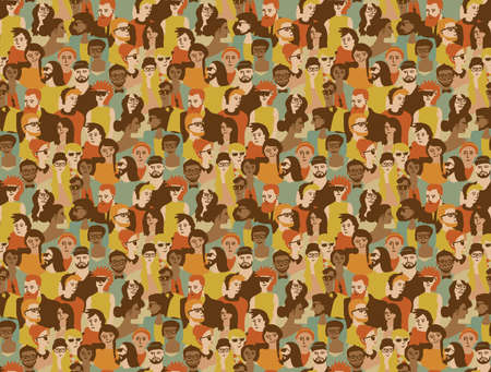 Different people crowd seamless pattern.のイラスト素材