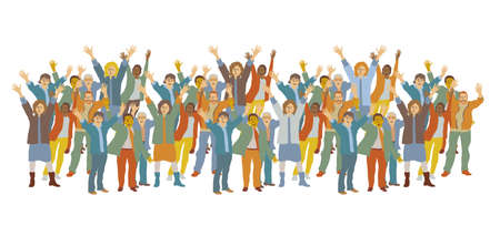 Horizontal big group happy people.のイラスト素材