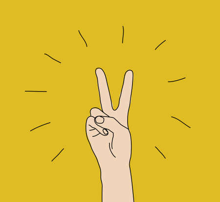 Hand victory gesture sign win expression symbolのイラスト素材
