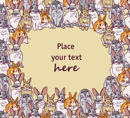 Fashion hipster rabbits big group and skyのイラスト素材