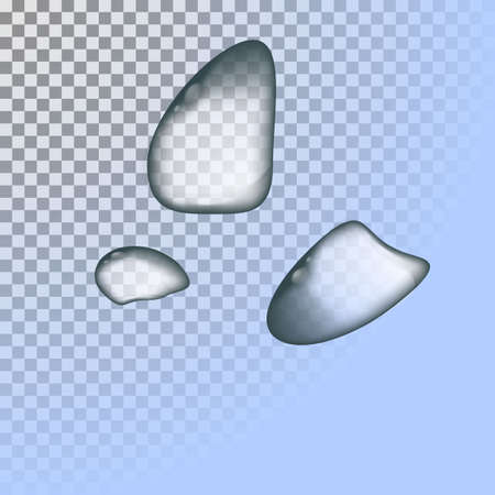 Water drop set Vector Illustration. Collection of water drops in different shapes with light reflections.のイラスト素材