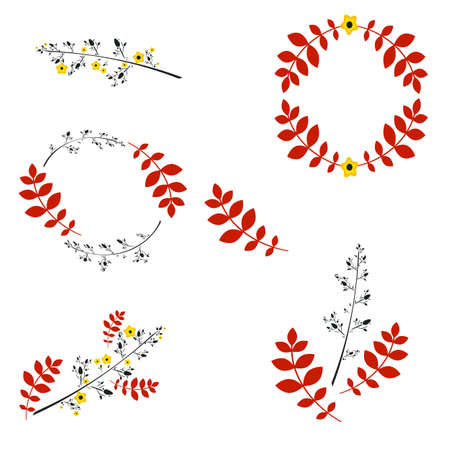 Autumn theme. floral elements. wreaths of branches and flowersのイラスト素材