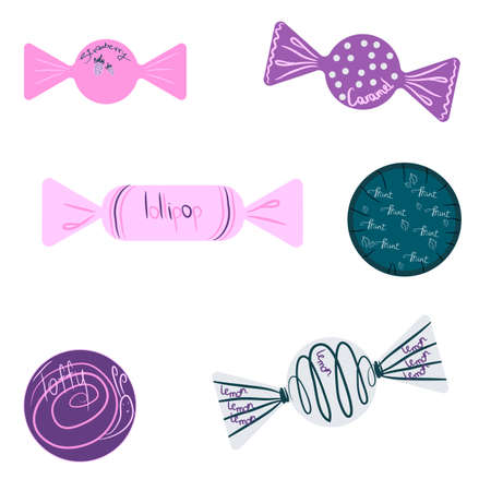 Assorted candies. Lollipopsのイラスト素材