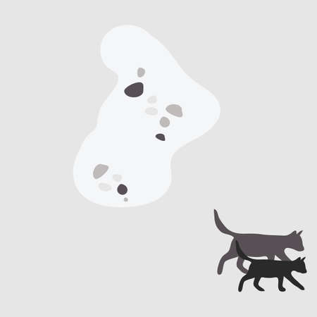 Black cat icon isolated on grey background. Shadow. Masonryのイラスト素材