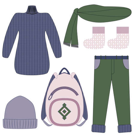 Set teenage clothes. Casualのイラスト素材