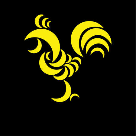 Rooster composed of crescents. Stylizedのイラスト素材