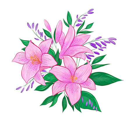 flower arrangement with liliesのイラスト素材