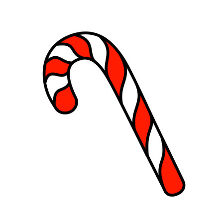 Christmas red and white candy cane in cartoon styleのイラスト素材