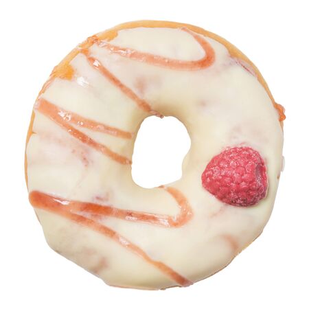 Donut with raspberry and jam isolated on white backgroundの写真素材