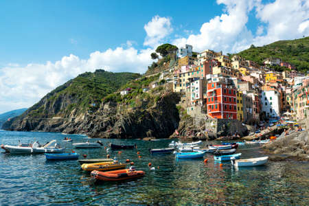 Colorful houses of Riomaggiore, Cinque Terre National Park, Liguria, La Spezia, Italy