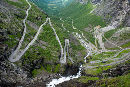 View to the mountain road Trollstigen, Norwayの写真素材