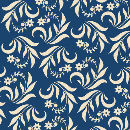 Floral background on blue  It can be used for textile, paper のイラスト素材