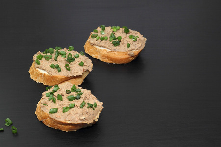 sandwich with liver pate with green onion