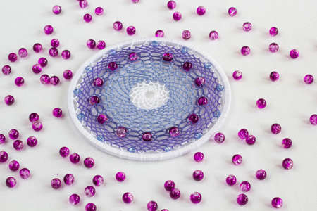 Beautiful lilac dream catcher on white backgroundの写真素材