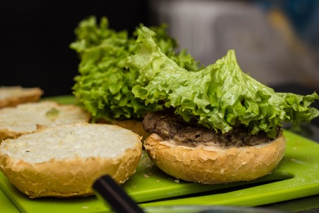 Closeup of home made burgersの写真素材