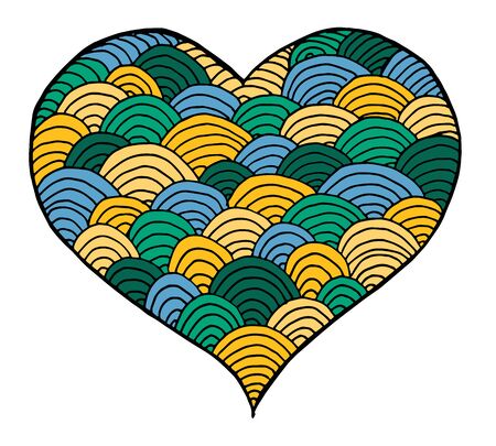 Valentines day heart. Zentangle color heart symbol. Vector illustration for web design, trendy printed products, posters, invitations and greeting cards.のイラスト素材