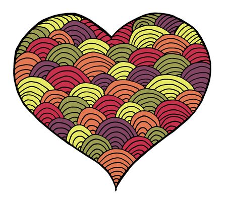 Valentines day heart. Zentangle color heart symbol. Vector illustration for web design, trendy printed products, posters, invitations and greeting cards.のイラスト素材