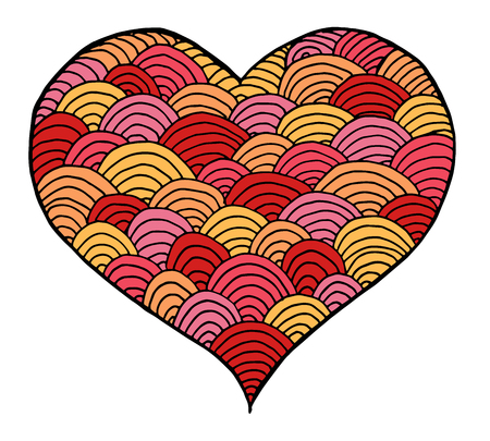 Valentines day heart. Zentangle color heart symbol. illustration for web design, trendy printed products, posters, invitations and greeting cards.の写真素材