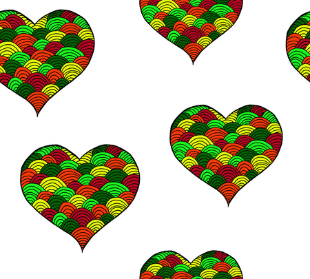 Valentines day heart. Zentangle color heart symbol. illustration for web design, trendy printed products, posters, invitations and greeting cards.の写真素材