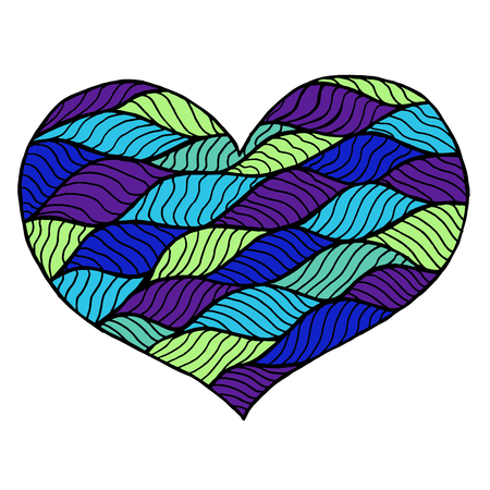 Valentines day heart. Zentangle color heart symbol. illustration for web design, trendy printed products, posters, invitations and greeting cards.の写真素材