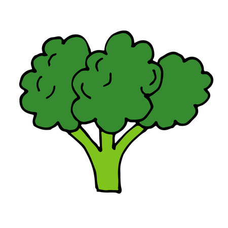 Broccoli vegetable vector hand-drawn icon on white backgroundのイラスト素材