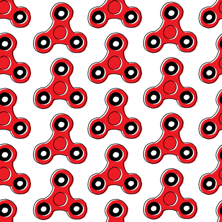 Seamless vector pattern of hand spinner toy - stress and anxiety relief. Hand drawn pictureのイラスト素材