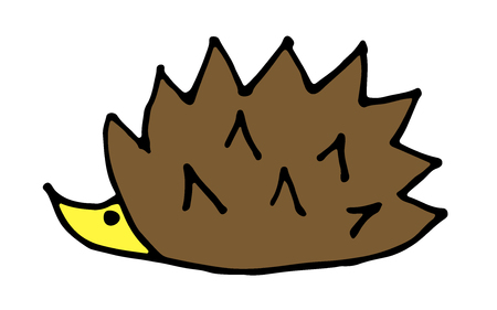 Doodle cute cartoon colored forest hedgehog vector illustrationのイラスト素材