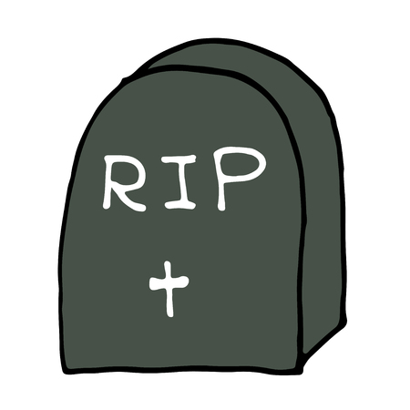 Doodle tombstone with RIP. Hand drawn sketch vector illustration.のイラスト素材