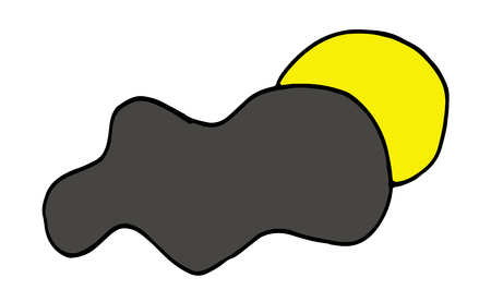 Cute moon with cloud vector doodle hand drawn illustration.のイラスト素材