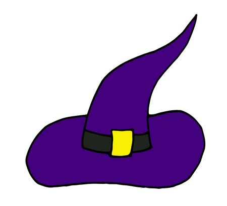 sketch witch hat isolated on white background. vector halloween doodle art.のイラスト素材
