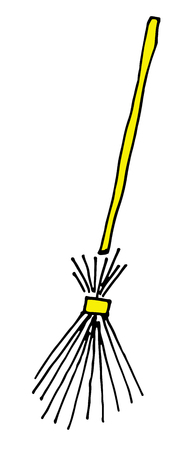 Vector broom on a long wooden handle. vector illustration. tool for cleaning isolated on white background. Witches broom stickのイラスト素材