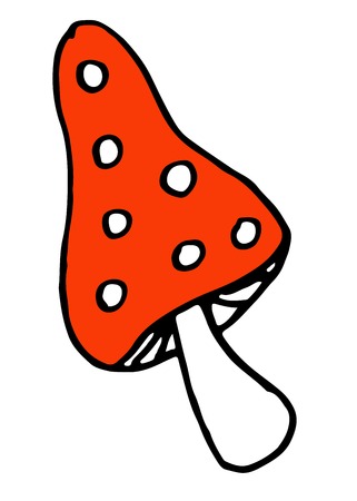 Amanita mushroom sketch. Hand-drawn Doodle Vector illustration.のイラスト素材
