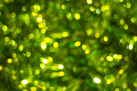 Defocused abstract green background. Blurred holiday bokeh.の写真素材