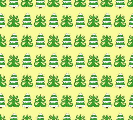 Doodle pattern of green abstract Christmas fir tree.のイラスト素材