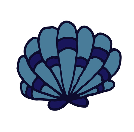 Vector colorful doodle hand drawn sea shell isolated on white background.のイラスト素材