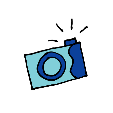 Camera doodle icon vector simple. Hand drawing of a doodle cartoon camera with a simple style artのイラスト素材