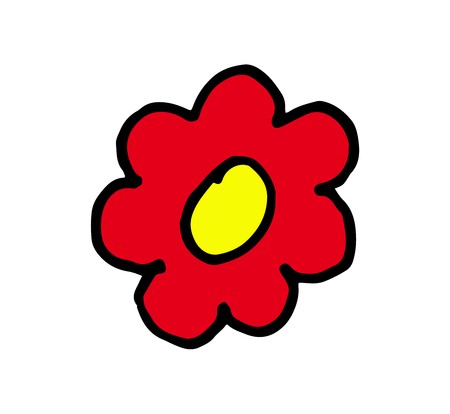 simple hand drawing cartoon doodle vector of a flower headのイラスト素材