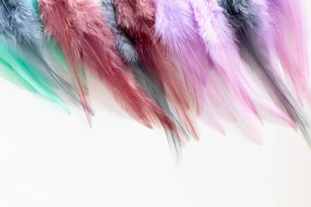 Set of Dream catcher with feathers threads and beads rope hanging. Dreamcatcher handmadeの写真素材