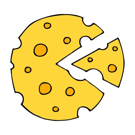 Hand drawn of part of cheese cartoon doodle, isolated on white backgroundのイラスト素材