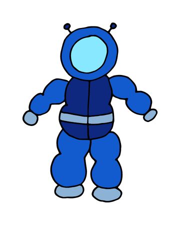doodle cartoon vector hand drawn sketch illustration of cosmonaut on whiteのイラスト素材