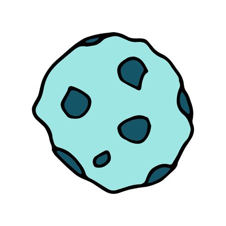 doodle cartoon vector hand drawn sketch illustration of planet moon on whiteのイラスト素材