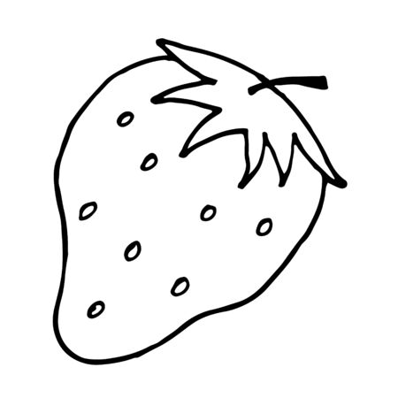 Cartoon Strawberry vector doodle summer hand-drawn picture.のイラスト素材