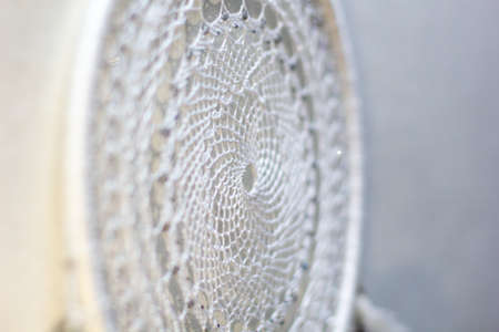 Dream catcher with feathers threads and beads rope hanging. Dreamcatcher handmadeの写真素材