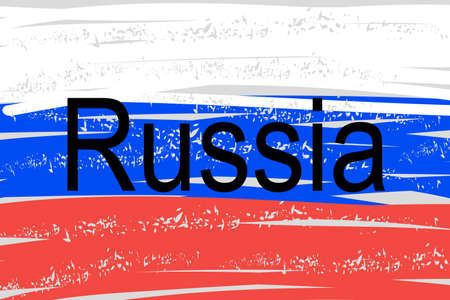 doodle vector hand drawn Russian flag with grunge effect. Tricolor of the Russian Federationのイラスト素材