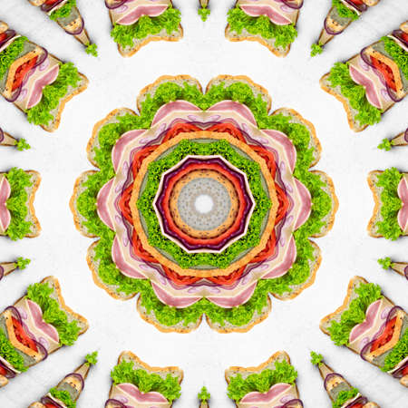 Colorful kaleidoscope art design abstract background with effect polygon circle ornament. Fractal...